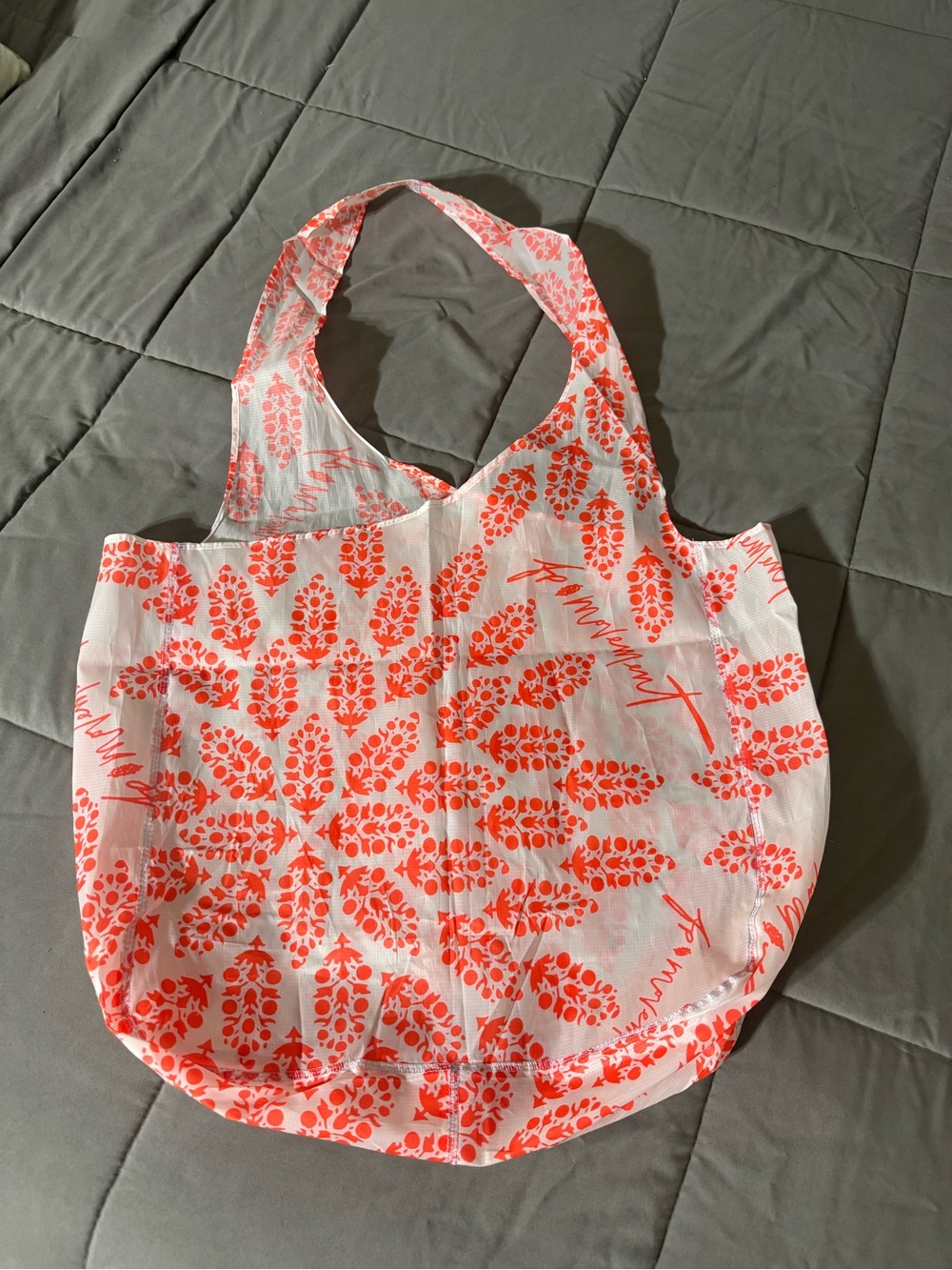 Free People MovementWhite and Coral Patterned Nylon Tote Bag